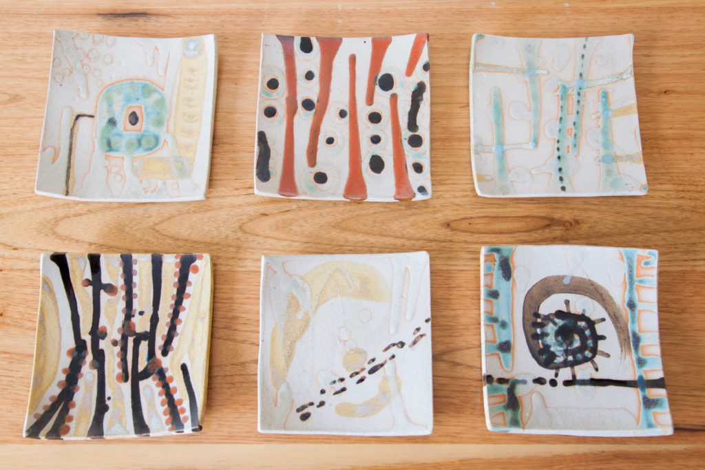 hand painted square plates